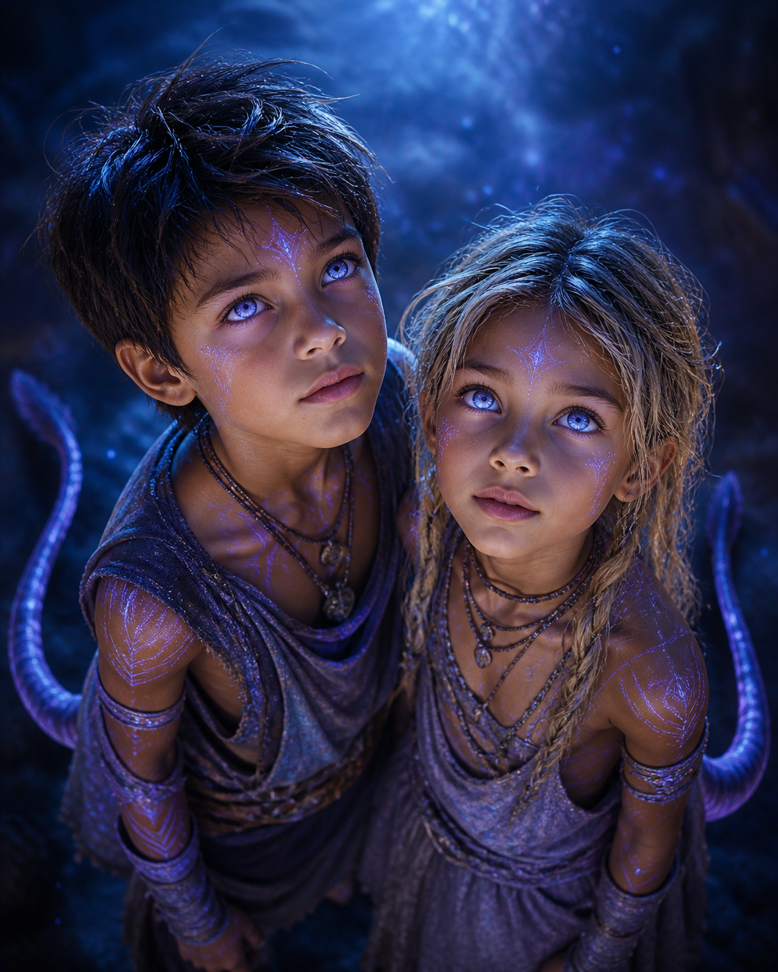 Alex and Millie: early visual reference for the first two presences, their contrast, and the emotional center of Film One.