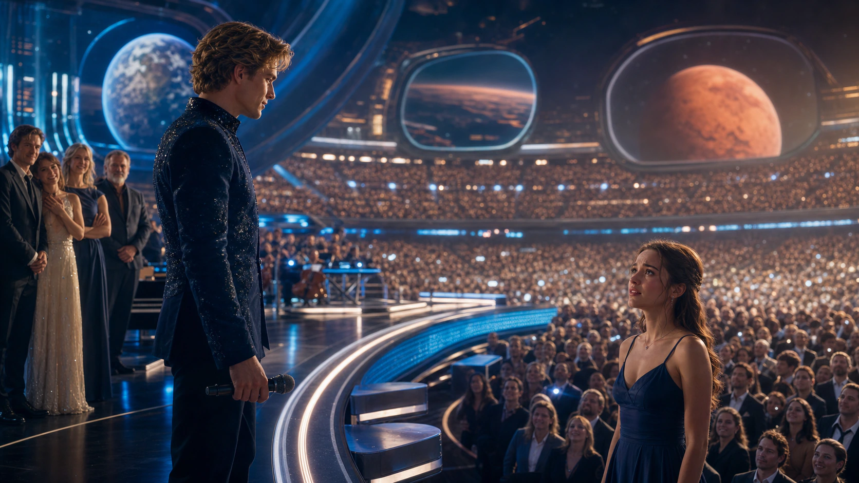 Arena declaration reference for the film’s musical vows, emotional honesty, and love under public pressure.